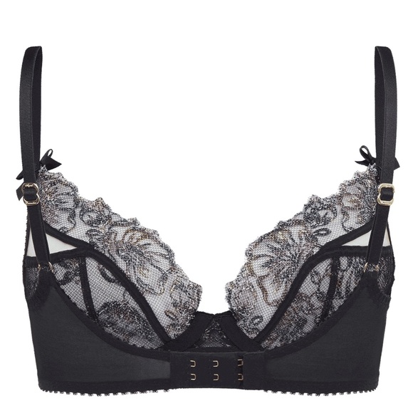 Agent Provocateur Leisha Plunge Underwire Bra Black & Floral 34B, NWT - Picture 2 of 5